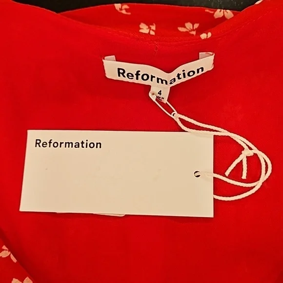 💕REFORMATION💕 Talleen Dress ~ Fresno Red Floral Print 4 NWT